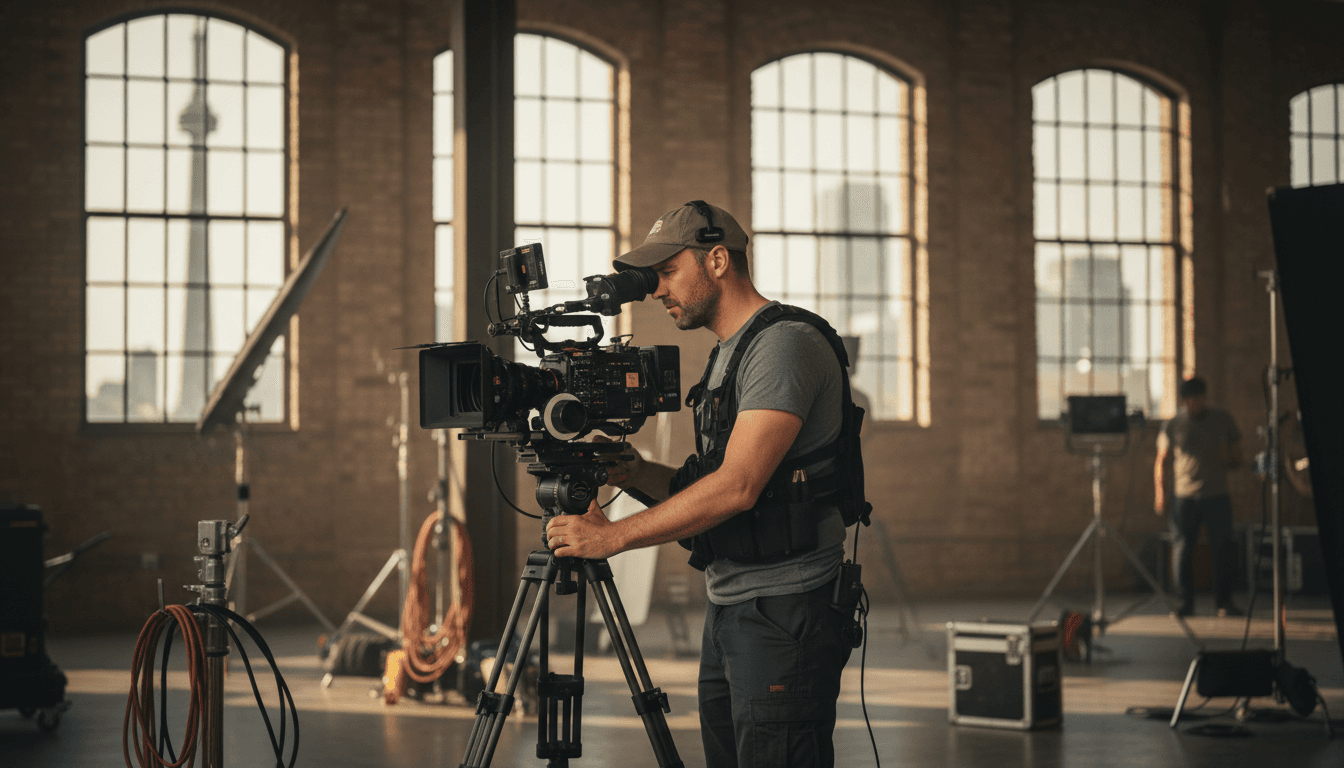 Videographer filming on a Toronto production set