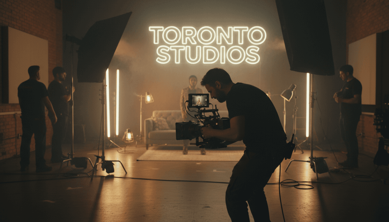 Video production crew filming in a Toronto studio