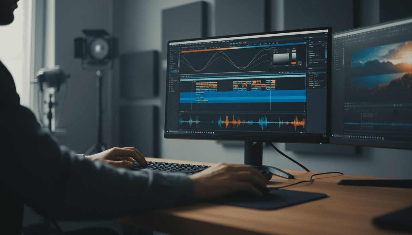 Video editor's workspace with timeline and vertical video preview